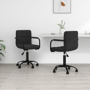 vidaXL, vidaXL Esszimmerstühle 2 Stk. Drehbar Schwarz Samt, vidaXL Esszimmerstühle 2 Stk. Drehbar Schwarz Samt