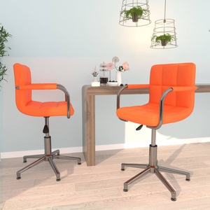 vidaXL, vidaXL Esszimmerstühle 2 Stk. Drehbar Orange Kunstleder, 