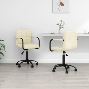 vidaXL, vidaXL Esszimmerstühle 2 Stk. Drehbar Creme Samt, 