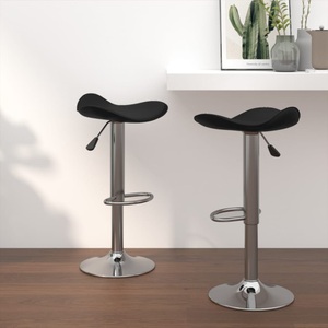 vidaXL, vidaXL Barhocker 2 Stk. Schwarz Verchromter Stahl und Kunstleder, vidaXL Barhocker 2 Stk. Schwarz Verchromter Stahl und Kunstleder