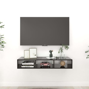 vidaXL, vidaXL Wandregal Hochglanz-Schwarz 102x30x17 cm Spanplatte, 