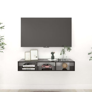 vidaXL, vidaXL Wandregal Hochglanz-Schwarz 102x30x17 cm Spanplatte, 