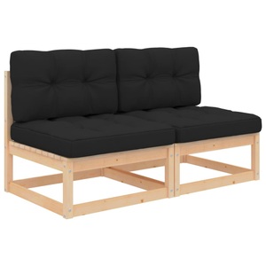 vidaXL, vidaXL Garten-Mittelsofas mit Kissen 2 Stk. Massivholz Kiefer, vidaXL Garten-Mittelsofas mit Kissen 2 Stk. Massivholz Kiefer