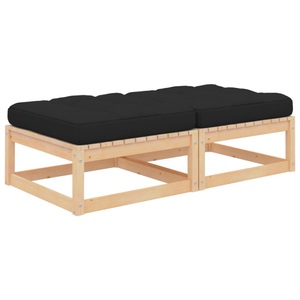 vidaXL, vidaXL Garten-Fußhocker mit Kissen 2 Stk. Massivholz Kiefer