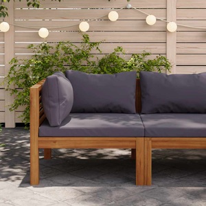 vidaXL, vidaXL Modulares Ecksofa mit Dunkelgrauen Kissen Massivholz Akazie