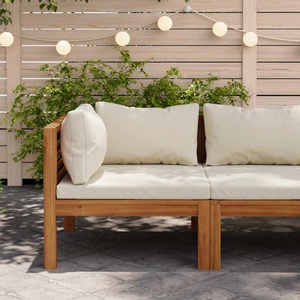 vidaXL, vidaXL Modulares Ecksofa mit Cremeweißen Kissen Akazienholz