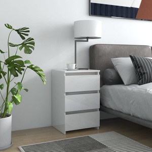 vidaXL, vidaXL Nachttisch Hochglanz-Weiß 40x35x62,5 cm Spanplatte, vidaXL Nachttisch Hochglanz-Weiß 40x35x62,5 cm Holzwerkstoff