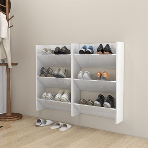 vidaXL, vidaXL Wand-Schuhschränke 2 Stk. Hochglanz-Weiß 60x18x90 cm Spanplatte, 