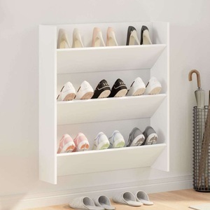 vidaXL Wand-Schuhschrank Weiß 80x18x90 cm Spanplatte