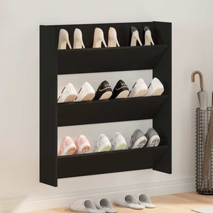 vidaXL Wand-Schuhschrank Schwarz 80x18x90 cm Holzwerkstoff