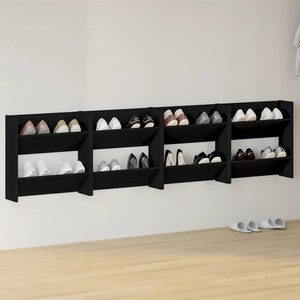 vidaXL Wand-Schuhschränke 4 Stk. Schwarz 60x18x60 cm Spanplatte