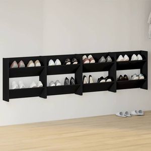 vidaXL, vidaXL Wand-Schuhschränke 4 Stk. Schwarz 60x18x60 cm Spanplatte