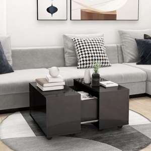 vidaXL Couchtisch Hochglanz-Grau 60x60x38 cm Spanplatte