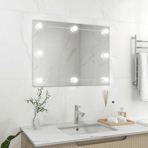 vidaXL, vidaXL Wandspiegel ohne Rahmen mit LED-Beleuchtung Rechteckig Glas, vidaXL Wandspiegel ohne Rahmen mit LED-Beleuchtung Rechteckig Glas