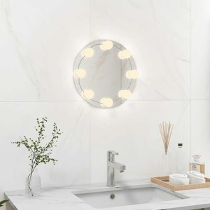 vidaXL, vidaXL Wandspiegel ohne Rahmen mit LED-Beleuchtung Rund Glas, vidaXL Wandspiegel ohne Rahmen mit LED-Beleuchtung Rund Glas