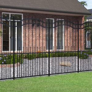 vidaXL, vidaXL Gartenzaun mit Speerspitzen Schwarz 222 cm Stahl, vidaXL Gartenzaun mit Speerspitzen Schwarz 222 cm Stahl