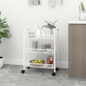 vidaXL, vidaXL Küchenwagen 3 Etagen Weiß 46x26x64 cm Eisen, vidaXL Küchenwagen 3 Etagen Weiß 46x26x64 cm Eisen
