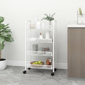 vidaXL, vidaXL Küchenwagen 4 Etagen Weiß 46x26x85 cm Eisen, vidaXL Küchenwagen 4 Etagen Weiß 46x26x85 cm Eisen