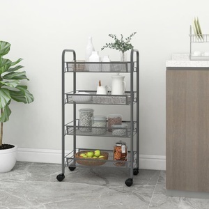 vidaXL, vidaXL Küchenwagen 4 Etagen Grau 46x26x85 cm Eisen, vidaXL Küchenwagen 4 Etagen Grau 46x26x85 cm Eisen