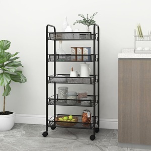 vidaXL, vidaXL Küchenwagen 5 Etagen Schwarz 46x26x105 cm Eisen, vidaXL Küchenwagen 5 Etagen Schwarz 46x26x105 cm Eisen