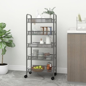 vidaXL, vidaXL Küchenwagen 5 Etagen Grau 46x26x105 cm Eisen, vidaXL Küchenwagen 5 Etagen Grau 46x26x105 cm Eisen