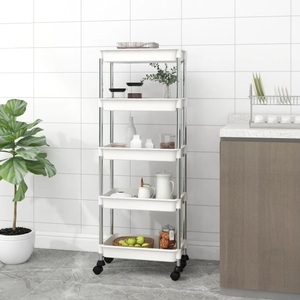 vidaXL, vidaXL Küchenwagen 5 Etagen Weiß 42x29x128 cm Eisen und ABS