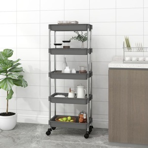 vidaXL, vidaXL Küchenwagen 5 Etagen Grau 42x29x128 cm Eisen und ABS