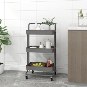 vidaXL, vidaXL Küchenwagen 3 Etagen Grau 42x35x85 cm Eisen und ABS, vidaXL Küchenwagen 3 Etagen Grau 42x35x85 cm Eisen und ABS