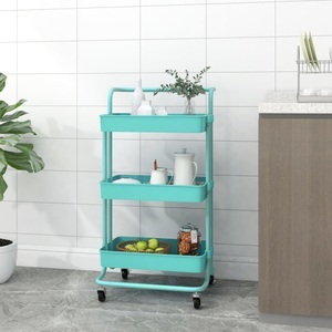 vidaXL, vidaXL Küchenwagen 3 Etagen Türkis 42x35x85 cm Eisen und ABS, vidaXL Küchenwagen 3 Etagen Türkis 42x35x85 cm Eisen und ABS