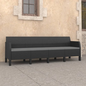 vidaXL, vidaXL 4-Sitzer-Gartensofa mit Kissen Anthrazit PP, vidaXL 4-Sitzer-Gartensofa mit Kissen Anthrazit PP Rattan