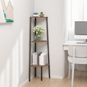 vidaXL, vidaXL Eckregal mit 3 Ablagen Dunkelbraun und Schwarz 45,5x31,5x120 cm, vidaXL Eckregal mit 3 Böden Dunkelbraun und Schwarz 45,5x31,5x120 cm