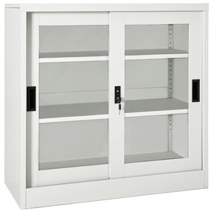 vidaXL, vidaXL Schrank mit Schiebetür Hellgrau 90x40x90 cm Stahl, vidaXL Schrank mit Schiebetür Hellgrau 90x40x90 cm Stahl