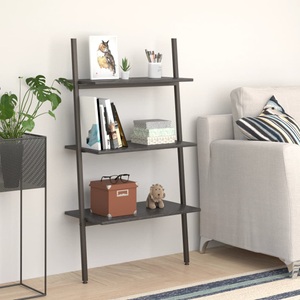 vidaXL, vidaXL Anlehnregal mit 3 Ablagen Schwarz 64x34x116 cm, vidaXL Leiterregal mit 3 Böden Schwarz 64x34x116 cm