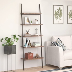 vidaXL, vidaXL Anlehnregal mit 5 Ablagen Dunkelbraun und Schwarz 64x34x185,5cm, vidaXL Leiterregal mit 5 Böden Dunkelbraun und Schwarz 64x34x185,5 cm