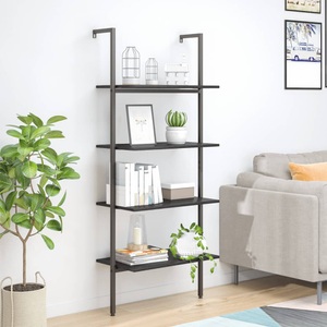 vidaXL, vidaXL Anlehnregal mit 4 Ablagen Schwarz 64x35x152,5 cm, vidaXL Leiterregal mit 4 Böden Schwarz 64x35x152,5 cm