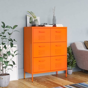 vidaXL, vidaXL Schubladenschrank Orange 80x35x101,5 cm Stahl, vidaXL Schubladenschrank Orange 80x35x101,5 cm Stahl
