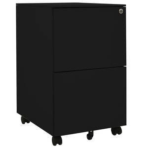 vidaXL, vidaXL Aktenschrank mit Rollen Schwarz 39x45x67 cm Stahl, vidaXL Aktenschrank mit Rollen Schwarz 39x45x67 cm Stahl