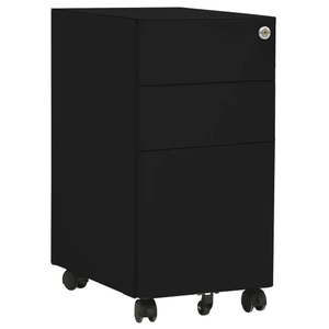vidaXL, vidaXL Aktenschrank mit Rollen Schwarz 30x45x59 cm Stahl, vidaXL Aktenschrank mit Rollen Schwarz 30x45x59 cm Stahl