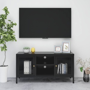 vidaXL, vidaXL TV-Schrank Schwarz 105x35x52 cm Stahl und Glas, 