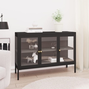 vidaXL, vidaXL Sideboard Schwarz 70x35x70 cm Stahl und Glas, vidaXL Sideboard Schwarz 70x35x70 cm Stahl und Glas