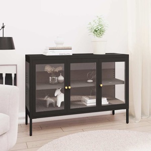 vidaXL, vidaXL Sideboard Schwarz 70x35x70 cm Stahl und Glas