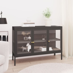 vidaXL, vidaXL Sideboard Anthrazit 105x35x70 cm Stahl und Glas, vidaXL Sideboard Anthrazit 105x35x70 cm Stahl und Glas