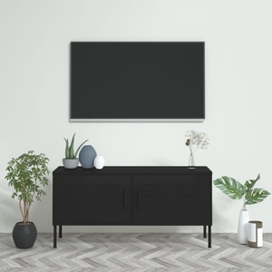 vidaXL, vidaXL TV-Schrank Schwarz 105x35x50 cm Stahl, vidaXL TV-Schrank Schwarz 105x35x50 cm Stahl