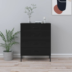 vidaXL, vidaXL Kommode Schwarz 80x35x101,5 cm Stahl, vidaXL Kommode Schwarz 80x35x101,5 cm Stahl