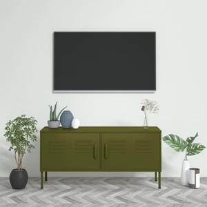 vidaXL, vidaXL TV-Schrank Olivgrün 105x35x50 cm Stahl, vidaXL TV-Schrank Olivgrün 105x35x50 cm Stahl