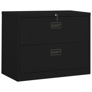 vidaXL, vidaXL Aktenschrank Schwarz 90x46x72,5 cm Stahl, vidaXL Aktenschrank Schwarz 90x46x72,5 cm Stahl