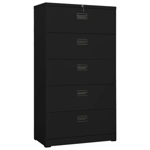 vidaXL, vidaXL Aktenschrank Schwarz 90x46x164 cm Stahl, vidaXL Aktenschrank Schwarz 90x46x164 cm Stahl