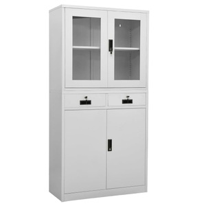 vidaXL, vidaXL Büroschrank Hellgrau 90x40x180 cm Stahl und Gehärtetes Glas, 