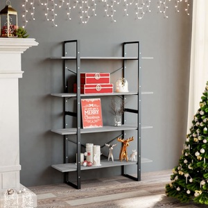 vidaXL, vidaXL Bücherregal 4 Fächer Betongrau 100x30x140 cm Holzwerkstoff, vidaXL Bücherregal 4 Fächer Betongrau 100x30x140 cm Holzwerkstoff