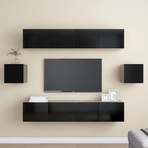 vidaXL, vidaXL 6-tlg. TV-Schrank-Set Schwarz Holzwerkstoff, vidaXL 6-tlg. TV-Schrank-Set Schwarz Holzwerkstoff